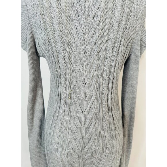 NWOT Bellini Gray L Cold Shoulder Knit Tunic Sweater Dress Turtleneck - Picture 12 of 14